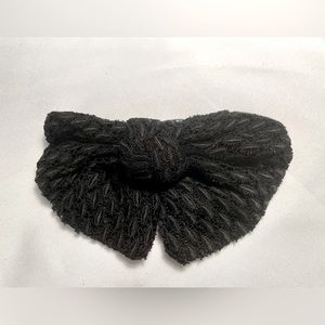 Lovely David Cohen Black Lacy Fabric Large Hair Bow